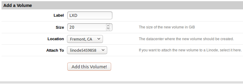 Add a volume for Disk Storage Add a volume for Disk Storage