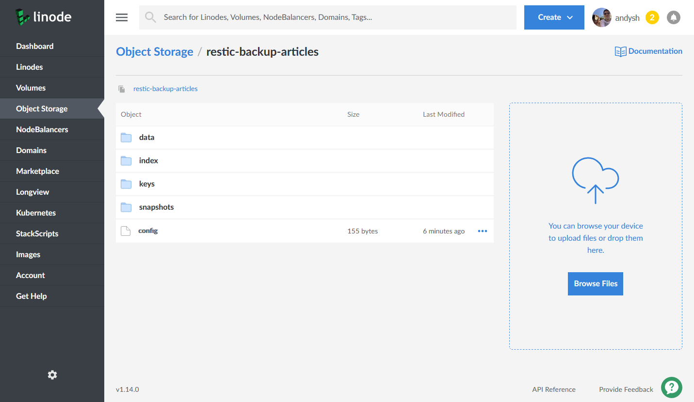 Restic Object Storage bucket in Cloud Manager Restic Object Storage bucket in Cloud Manager