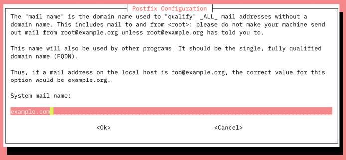 Set the system mail name for Postfix. Set the system mail name for Postfix.