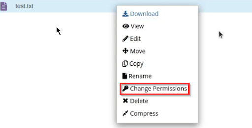 The right-click menu contains file and directory options in the File Manager. The right-click menu contains file and directory options in the File Manager.