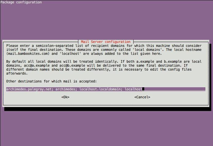 Exim4 mail destination configuration on Ubuntu 12.04 LTS (Precise). Exim4 mail destination configuration on Ubuntu 12.04 LTS (Precise).