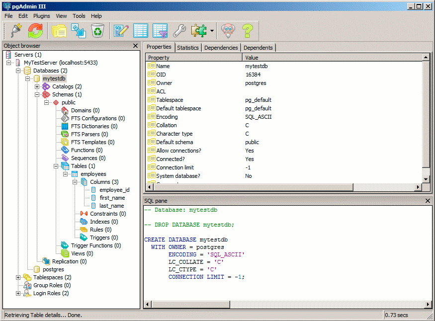 pgAdmin III full database view pgAdmin III full database view