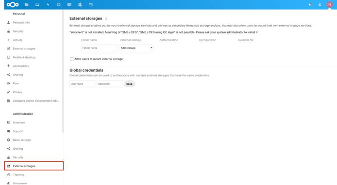 Access external storage configurations. Access external storage configurations.