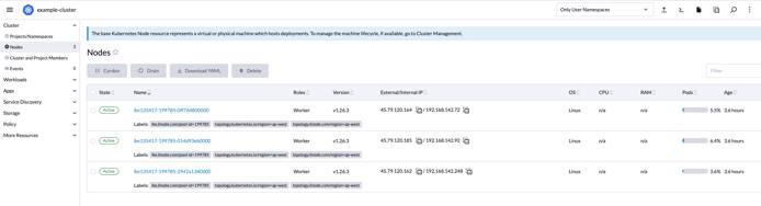 Rancher cluster nodes list - active Rancher cluster nodes list - active