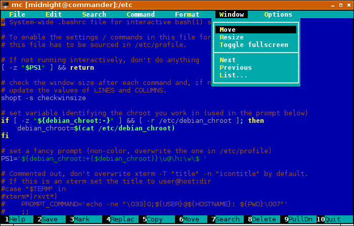 Midnight Commanders Editor mcedit with Syntax Highlighting Active Midnight Commanders Editor mcedit with Syntax Highlighting Active