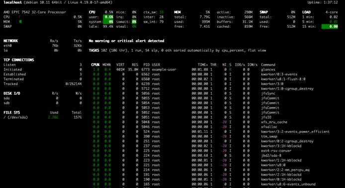 glances output in a web browser glances output in a web browser