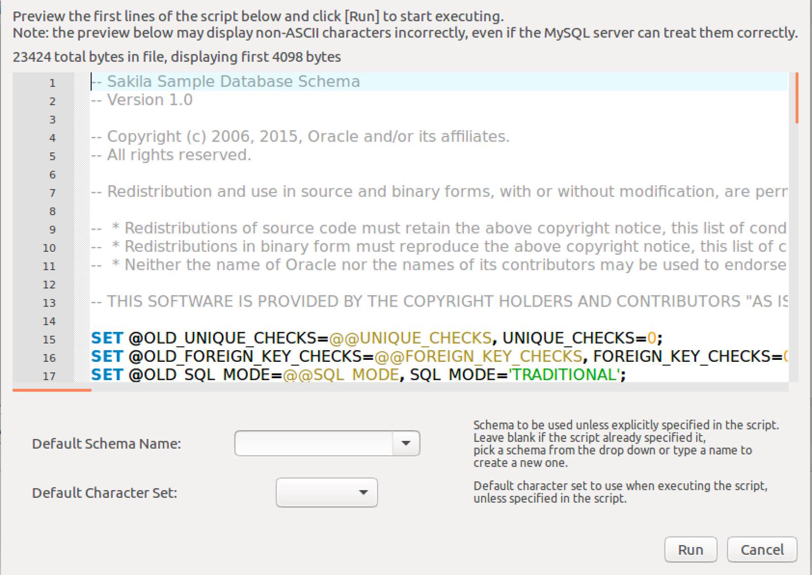 MySQL Workbench Script MySQL Workbench Script