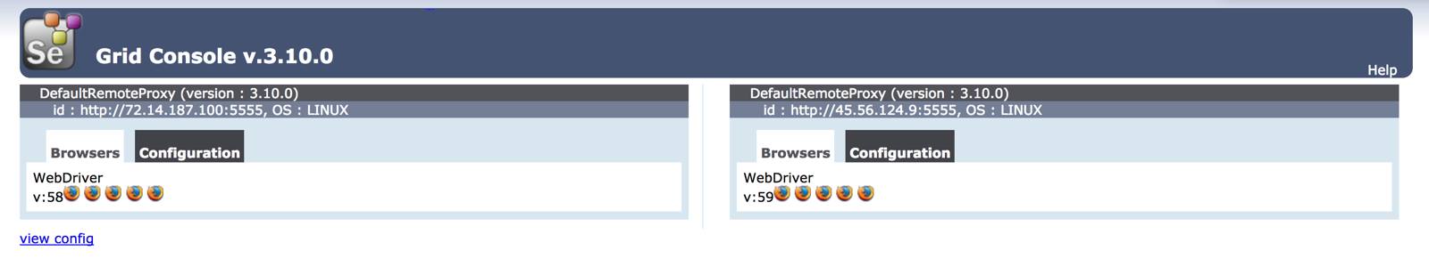 Selenium Grid Console Selenium Grid Console