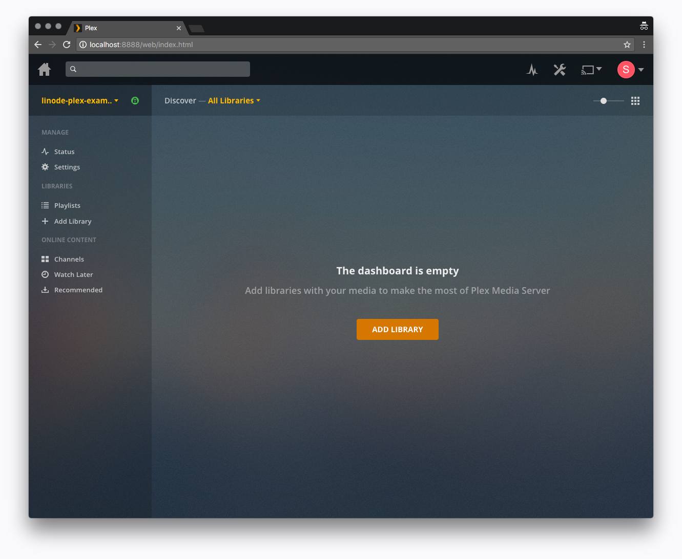 Plex web interface - Add Library Plex web interface - Add Library
