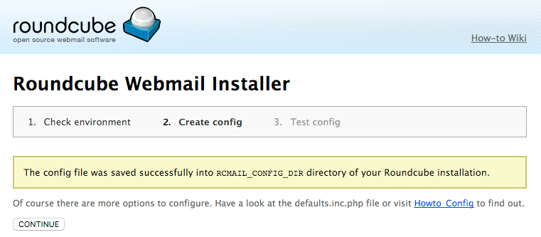 Roundcube configuration saved successfully Roundcube configuration saved successfully
