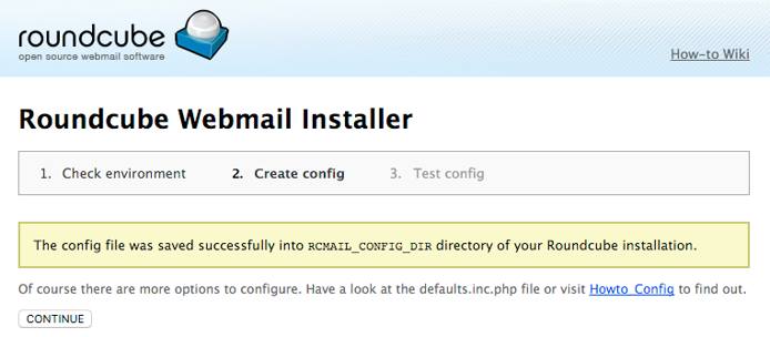 Roundcube configuration saved successfully Roundcube configuration saved successfully