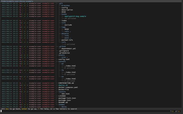 A broot directory tree with the details of ls -al A broot directory tree with the details of ls -al