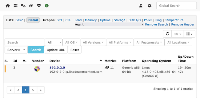 Devices listed within LibreNMS Devices listed within LibreNMS