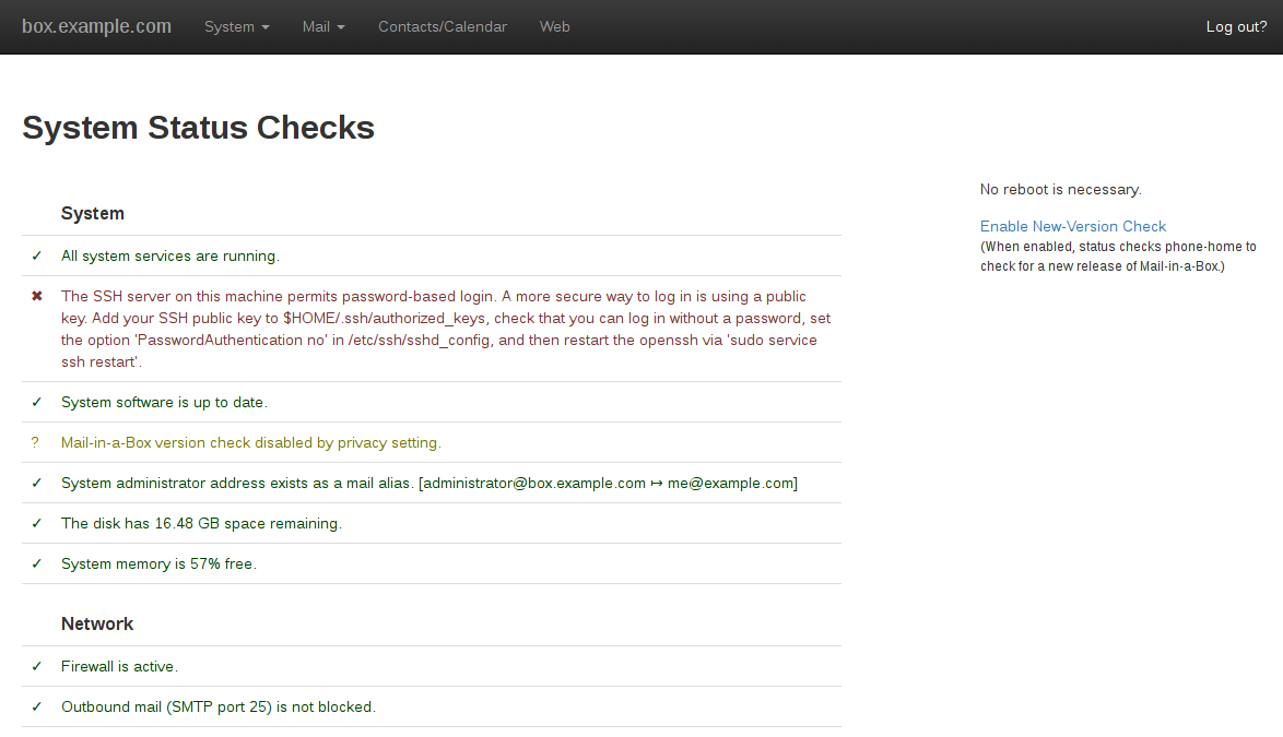 Mail-in-a-Box Control Panel - System Status Checks Mail-in-a-Box Control Panel - System Status Checks