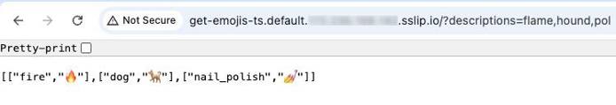 Successfully invoking the deployed Knative function in a web browser. Successfully invoking the deployed Knative function in a web browser.