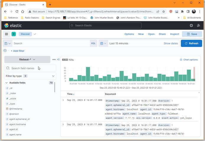 Screenshot of Filebeat data in Kibana Screenshot of Filebeat data in Kibana