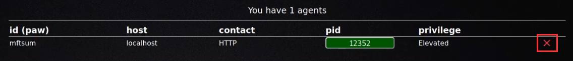 Caldera agents list with remove agent button highlighted Caldera agents list with remove agent button highlighted