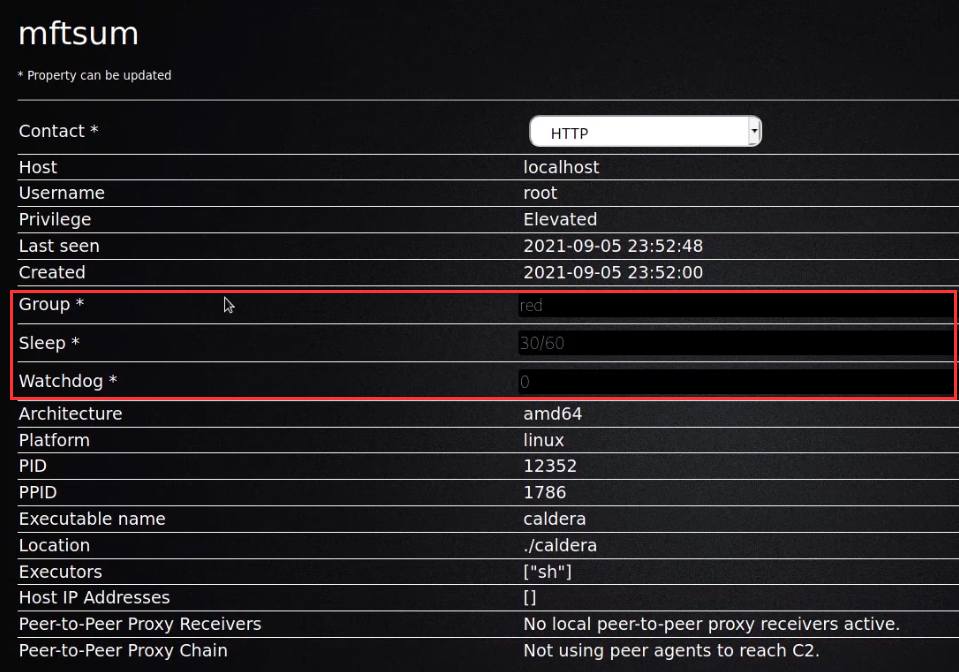 Caldera per-agent settings form Caldera per-agent settings form