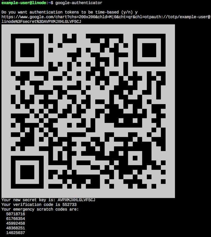 The Google Authenticator QR Code and keys. The Google Authenticator QR Code and keys.