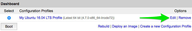 Select Edit to modify your Configuration Profile Select Edit to modify your Configuration Profile