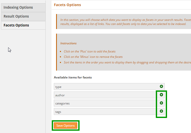 WPSolr Facet Options WPSolr Facet Options