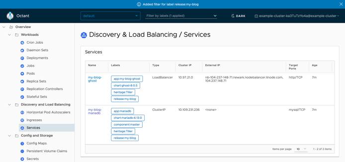 Octant Services View - release:my-blog Octant Services View - release:my-blog