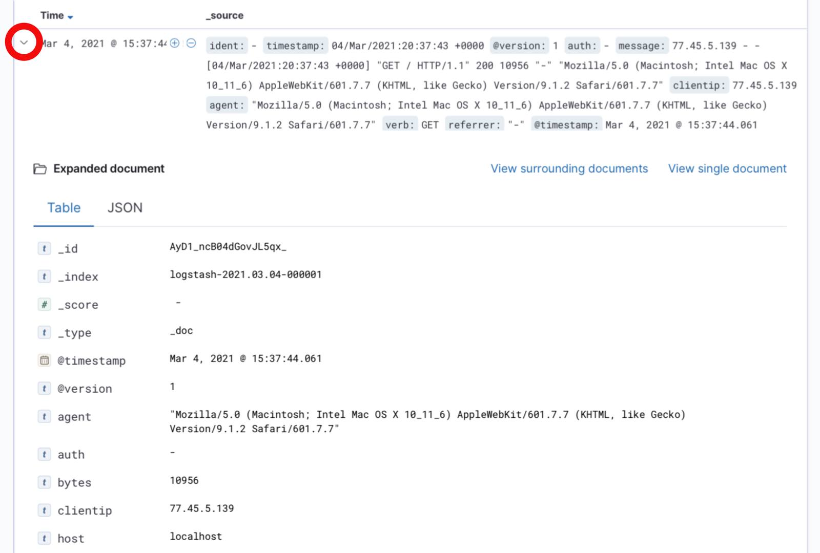 Kibana 7 Document Fields Kibana 7 Document Fields