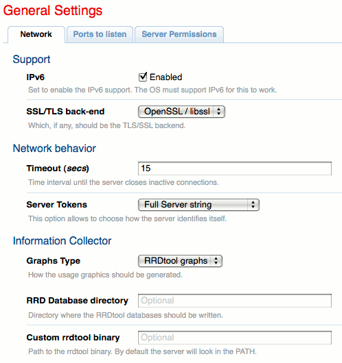 General settings in Cherokee admin panel on Ubuntu 10.04 LTS General settings in Cherokee admin panel on Ubuntu 10.04 LTS