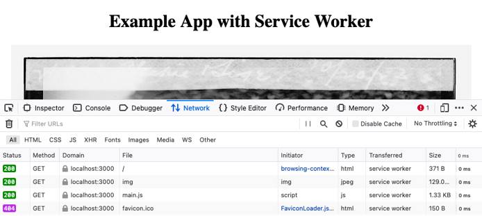 Network information in Firefox for the example service worker application Network information in Firefox for the example service worker application