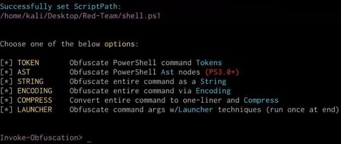 Obfuscation methods menu Obfuscation methods menu