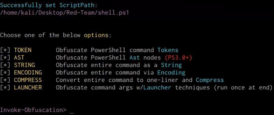 Obfuscation methods menu Obfuscation methods menu