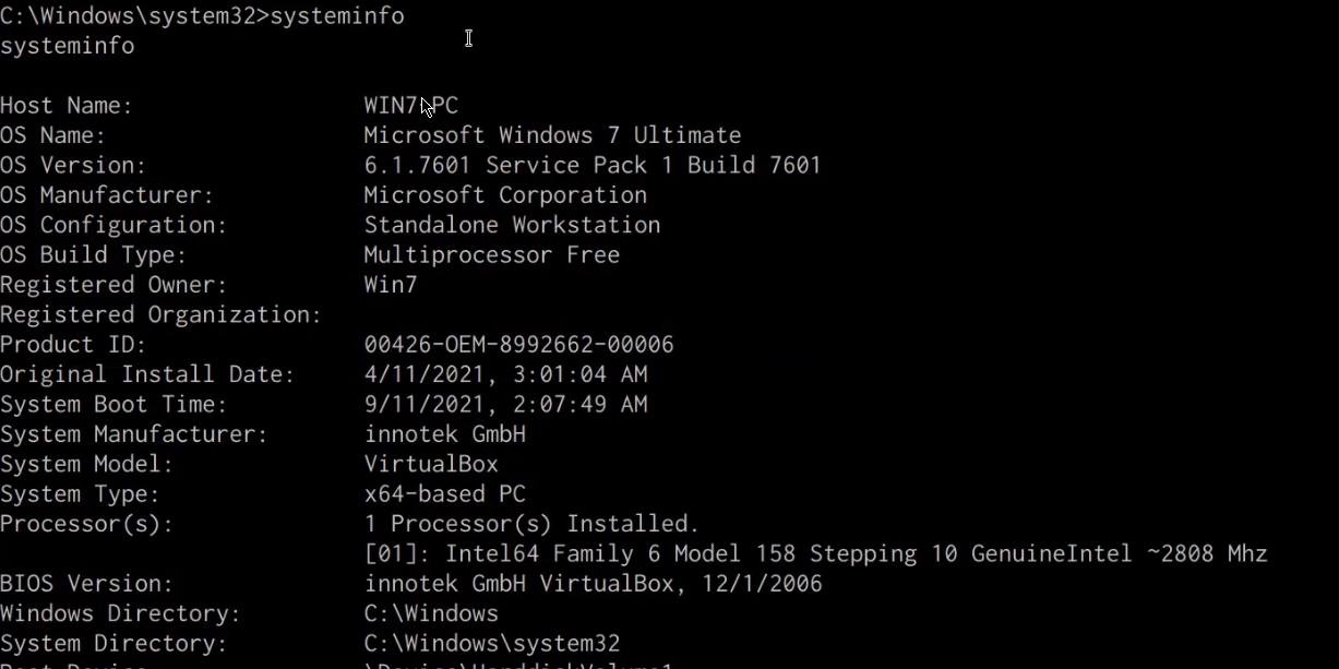 systeminfo output systeminfo output