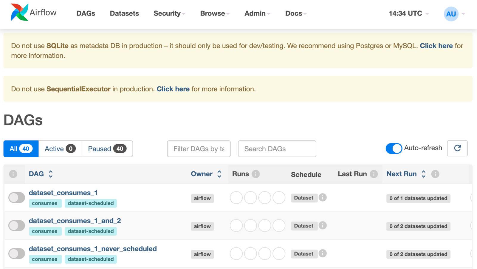 Screenshot of Apache Airflow GUI Screenshot of Apache Airflow GUI