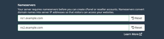 Screenshot of the Nameserver fields in cPanel Screenshot of the Nameserver fields in cPanel