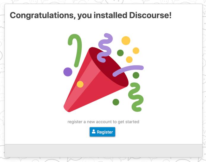 Discourse Installation Congratulations Screen Discourse Installation Congratulations Screen