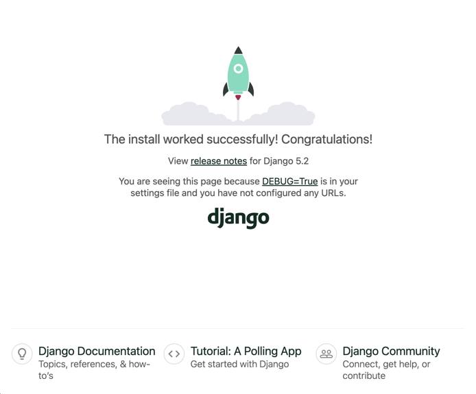 View your Django site's test page View your Django sites test page.