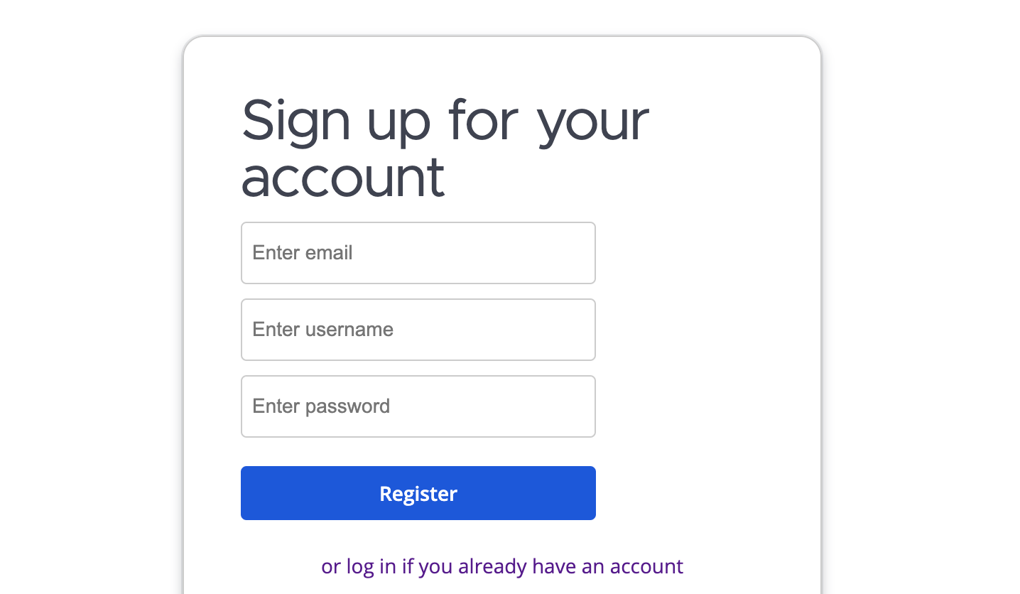 The Focalboard registration page The Focalboard registration page