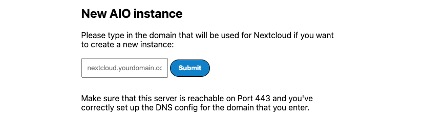 Screenshot of the domain name prompt Screenshot of the domain name prompt