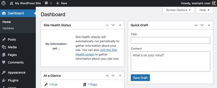 Screenshot of the WordPress dashboard Screenshot of the WordPress dashboard