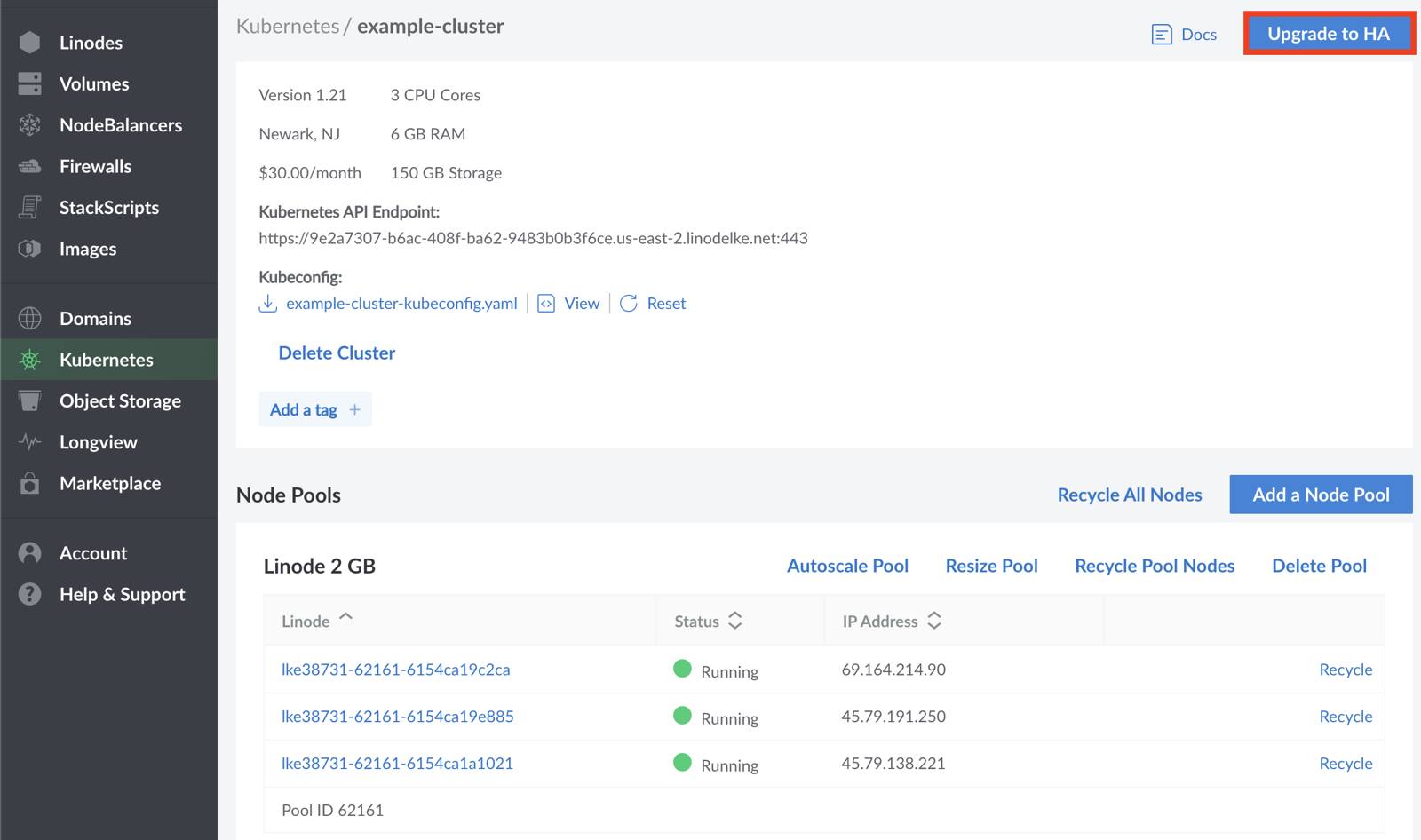 Kubernetes HA upgrade. LKE HA cluster upgrade