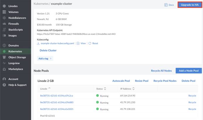 Kubernetes HA upgrade. LKE HA cluster upgrade