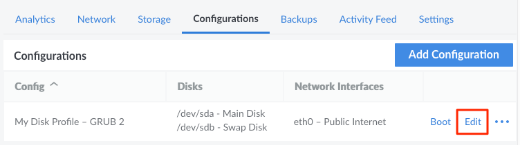 Edit configuration profile Edit configuration profile