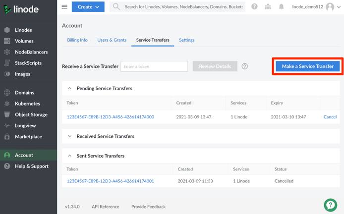 Selecting 'Make a Service Transfer' initiates a transfer request. Selecting Make a Service Transfer initiates a transfer request.