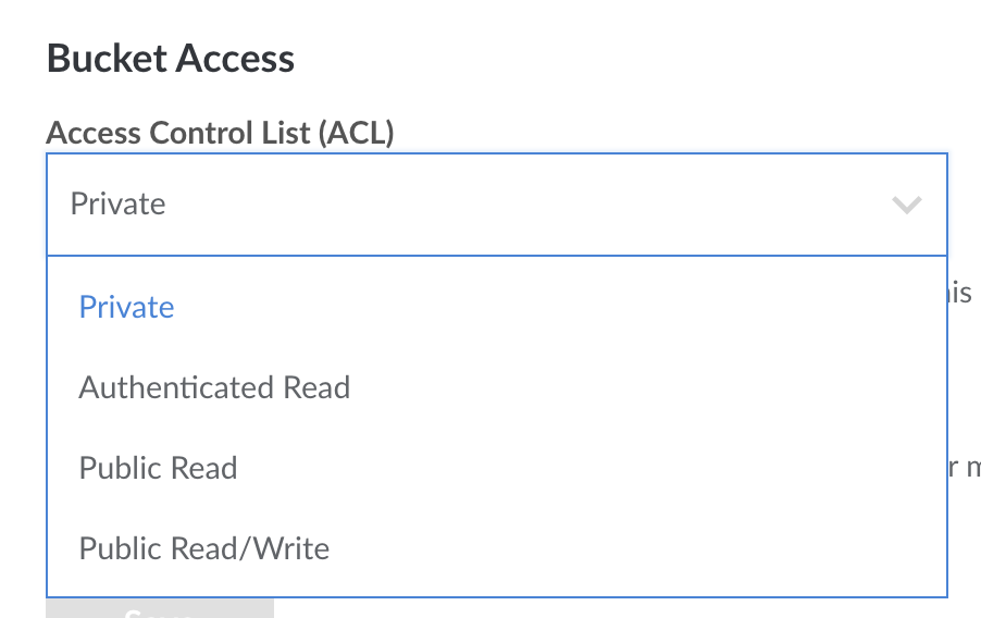 Object Storage Bucket Access Menu Object Storage Bucket Access Menu