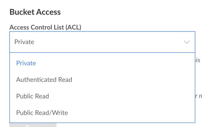 Object Storage Bucket Access Menu Object Storage Bucket Access Menu